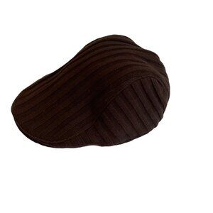 Linea Uoma Cotton Blend Brown Ribbed Ivy Flat Cap Hat Size, Preppy, M/L